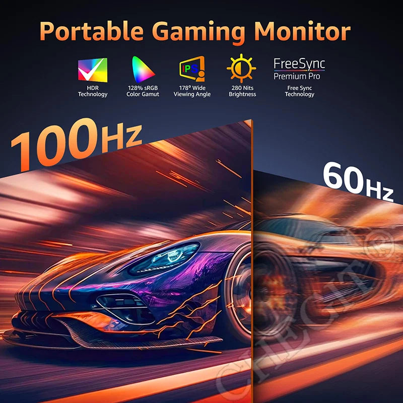 18.5inch Portable Monitor 100Hz RGB100% 1080P 16:9 Back bracket Laptop Extended Display IPS Screen for Laptop Switch ps4 ps5