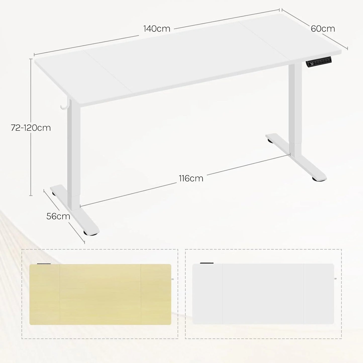 WOLTU Electric Standing Computer Desk Height Adjustable Ergonomic Work Table with USB Charging Port with Memory Control