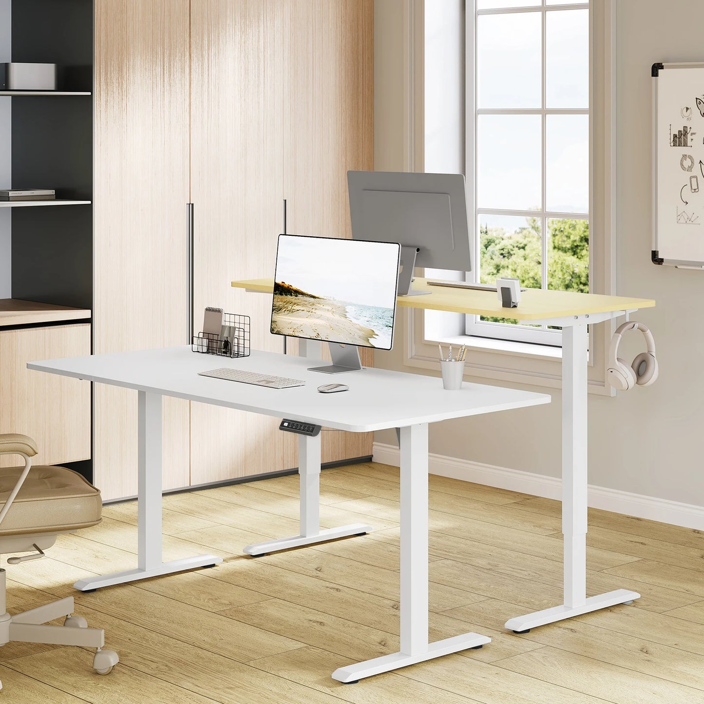 WOLTU Electric Standing Computer Desk Height Adjustable Ergonomic Work Table with USB Charging Port with Memory Control