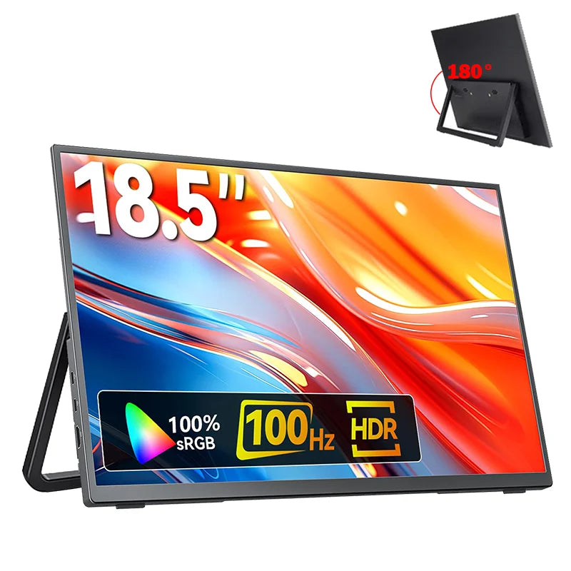 18.5inch Portable Monitor 100Hz RGB100% 1080P 16:9 Back bracket Laptop Extended Display IPS Screen for Laptop Switch ps4 ps5