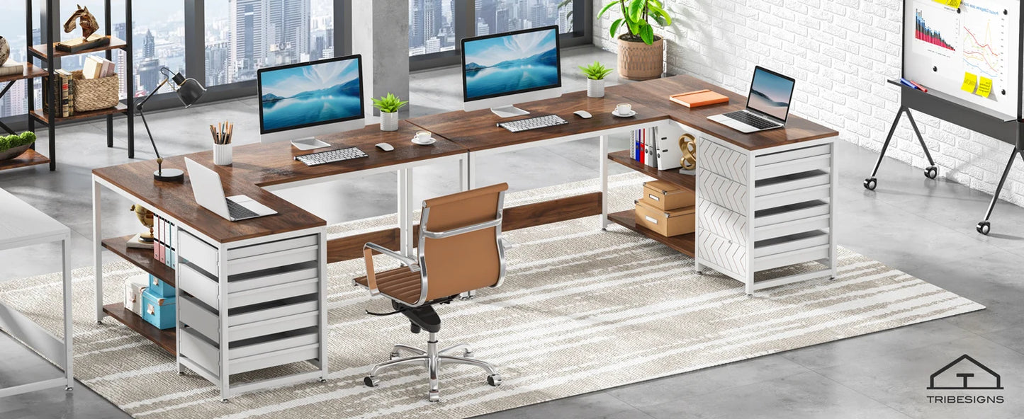 Tribesigns Bureau Gamer en L avec Tiroirs et Étagères – Grand Bureau d’Angle Réversible 150 cm pour Bureau à Domicile, Informatique et Gaming