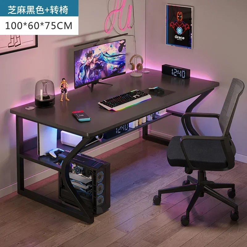 Simple Desktop Computer Desks Home Bedroom Workbench Gaming Tables Office Furniture Student Study Writing Desk and Chair Set E