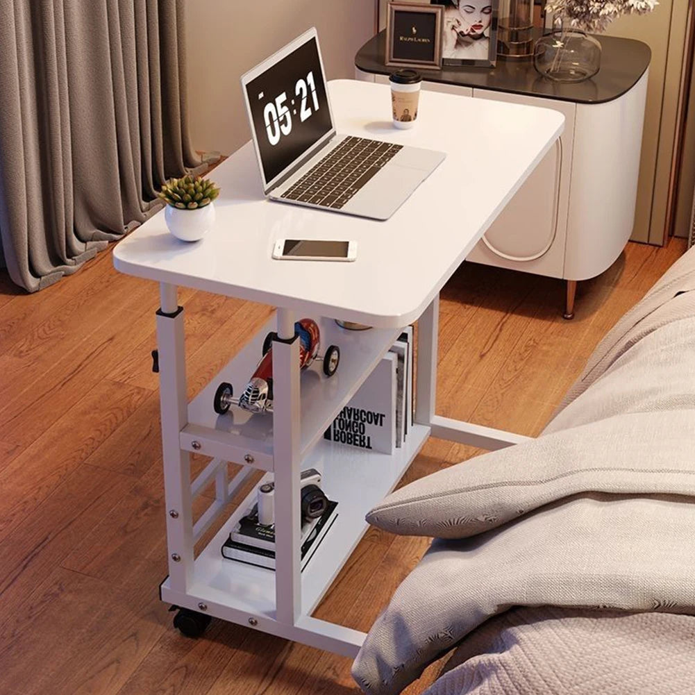 Swivel Wheel Home Desk Height Adjustable Bedside Table with Rolling Wheels Mobile Laptop Standing Desk for Dormitory and Bedroom