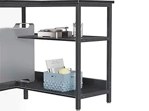 ODK Reversible Corner Desk, 120x80cm L-Shaped Gaming Desk with USB Charging Port and Power Outlet, Computer Table with Su
