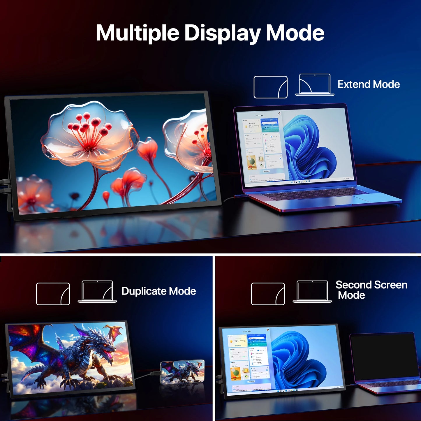 UPERFECT UBox T118 18.4 Portable Monitors 4K Gaming Displays 60Hz USB C HDMI For PS5/4 Switch Laptop PC Mac Xbox Extend Screen