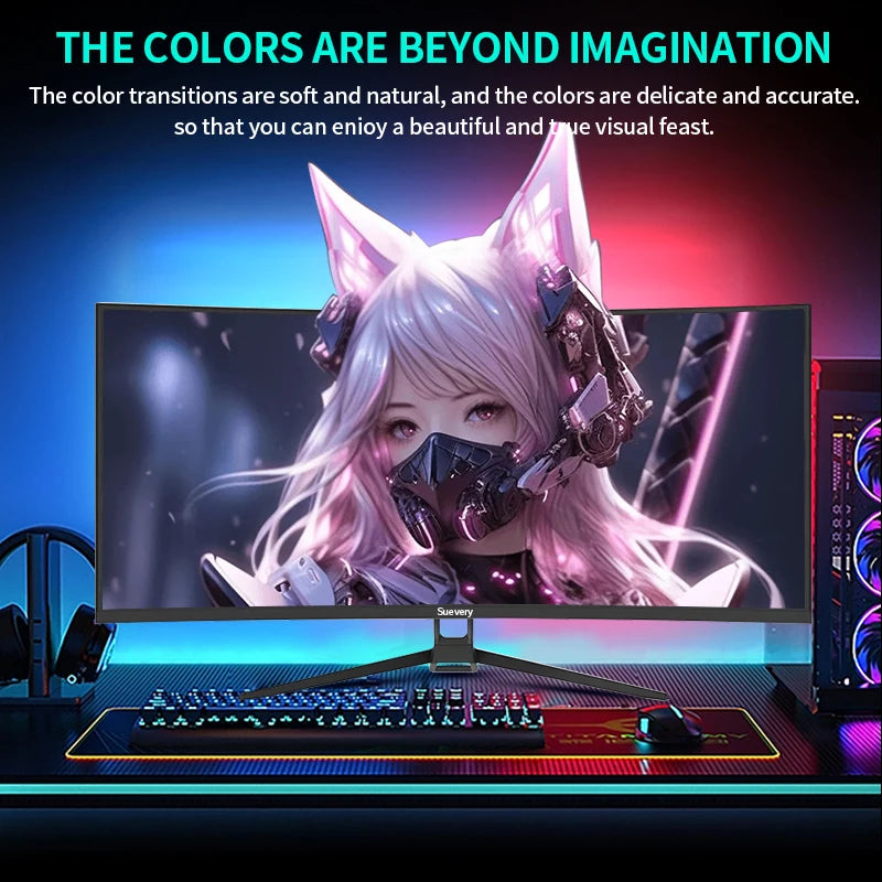Suevery 34-Inch 4K(3440*1440) 144Hz Curved Gaming Monitor Curved 1500R with FreeSync,HDR10, 1ms,Eye Care