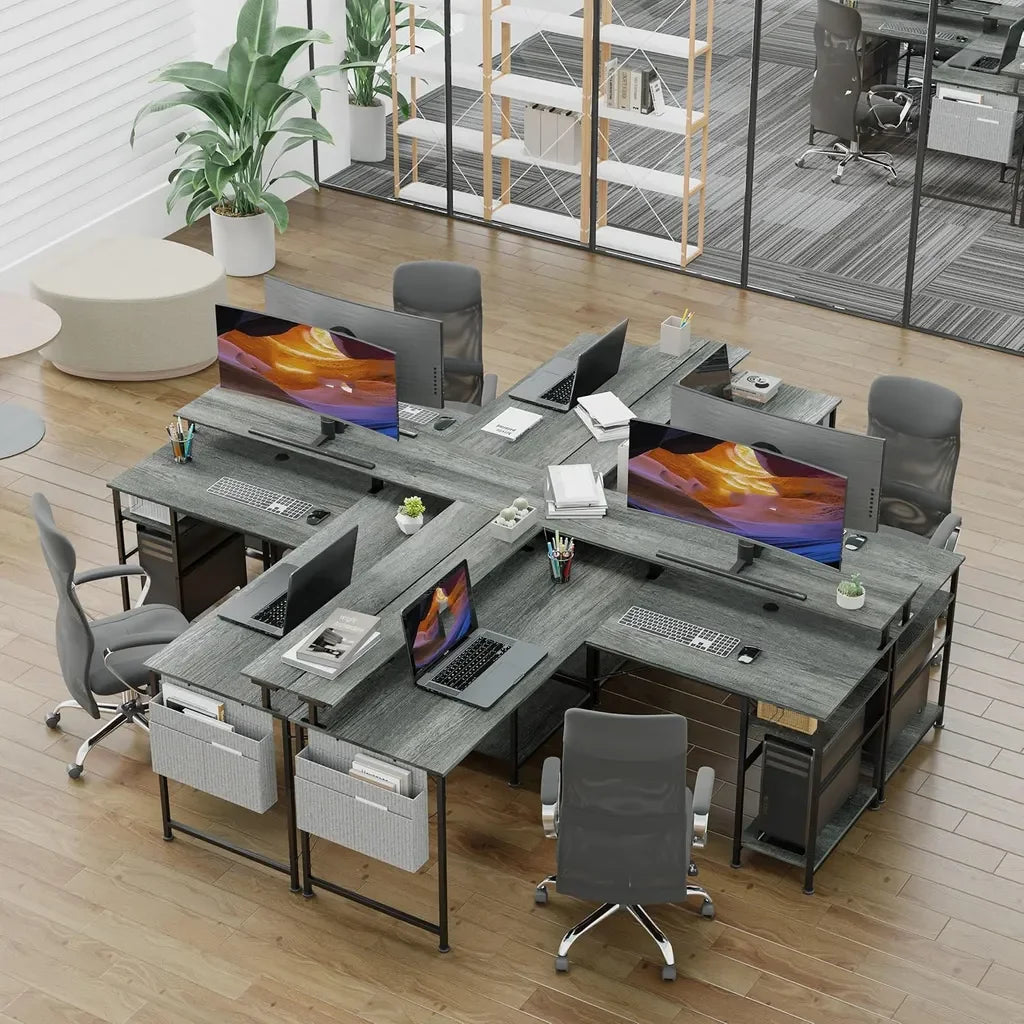 L Shape Gaming table with RGB Lighting and Monitor Stand, L-shaped Computer table with sockets and USB, 140*140*85