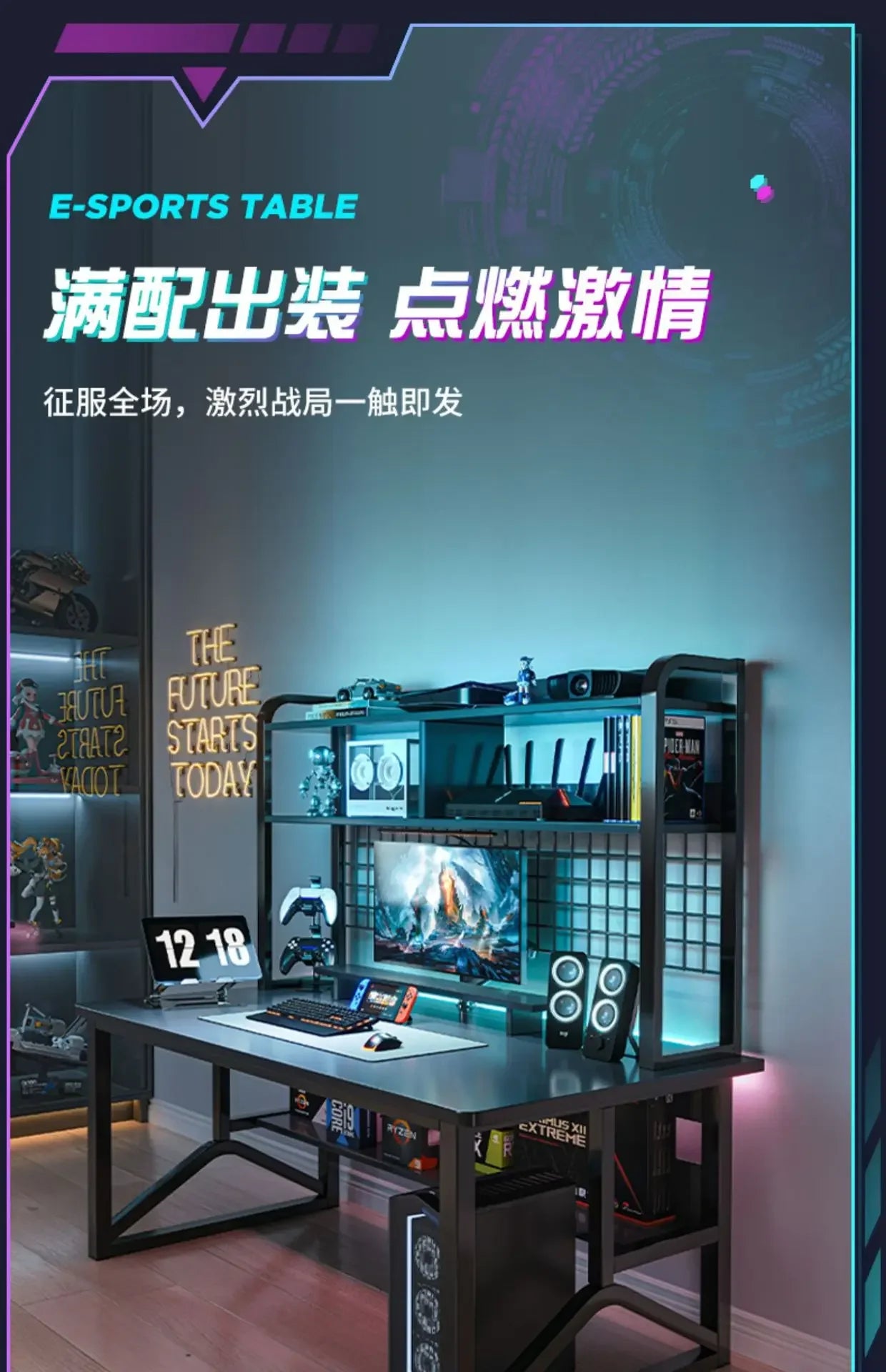 FGHGF Computer Desk and Integrated Library - The Complete Pack for your Workspace