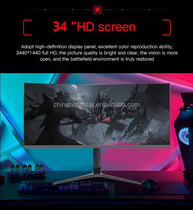 TJXL-34 Inch Curved Monitor 144HZ Computer Screen PC Monitor 4K Gaming Monitors