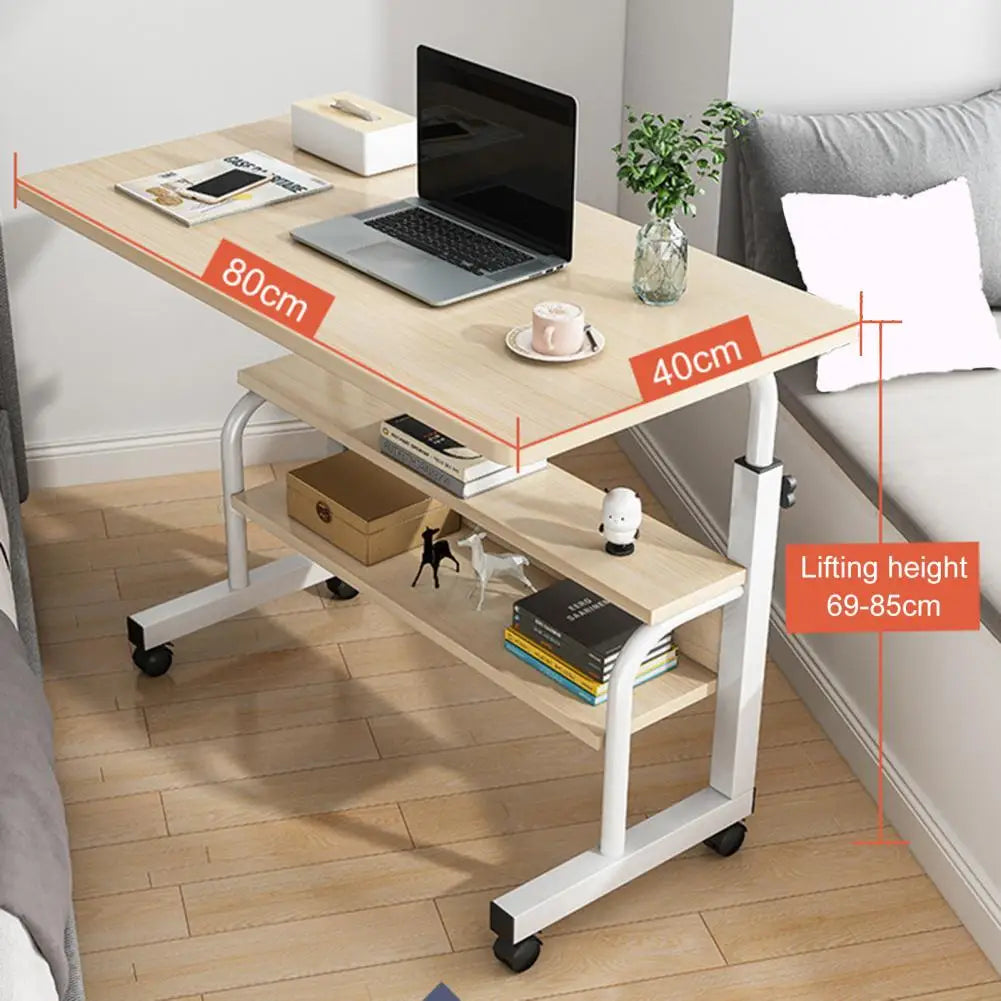Height Adjustable Computer Desk Spacious Desktop with Casters Easy Movement Laptop Desk Table Office Supplies