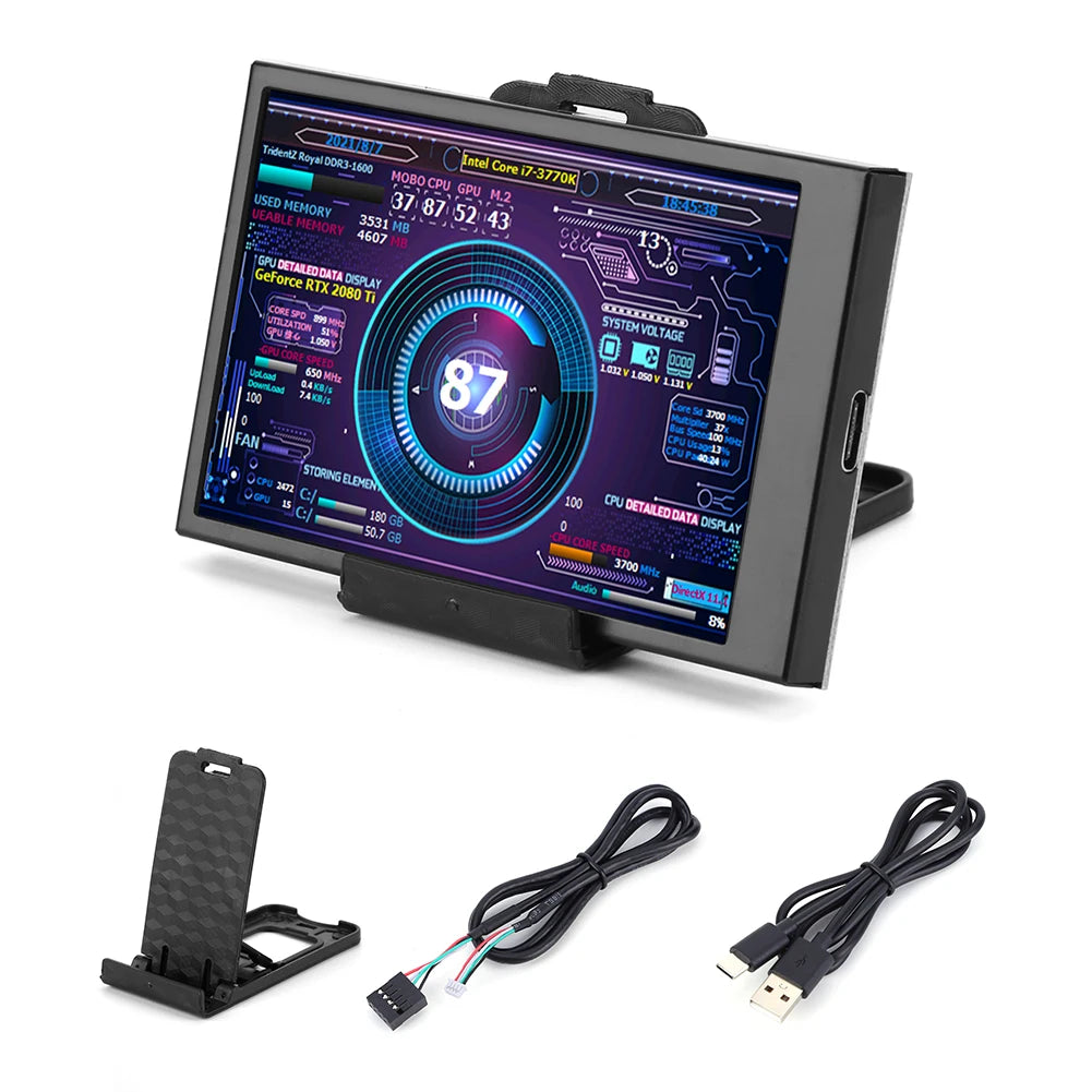 3.5 Inch IPS Computer Monitor For Chassis Temperature Fan Speed Monitoring LCD Screen CPU GPU RAM HDD USB Display Freely AIDA64