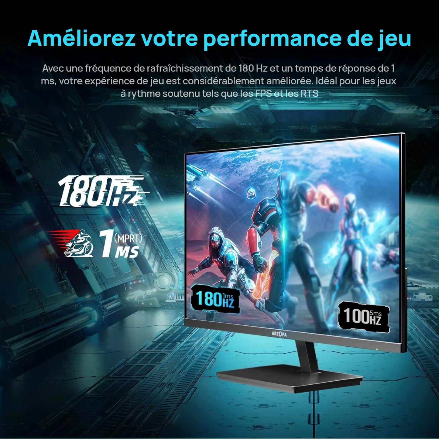ARZOPA 27inch Monitor 180Hz QHD 2K FastIPS FreeSync Portable Gaming Monitor Second Screen M1RC