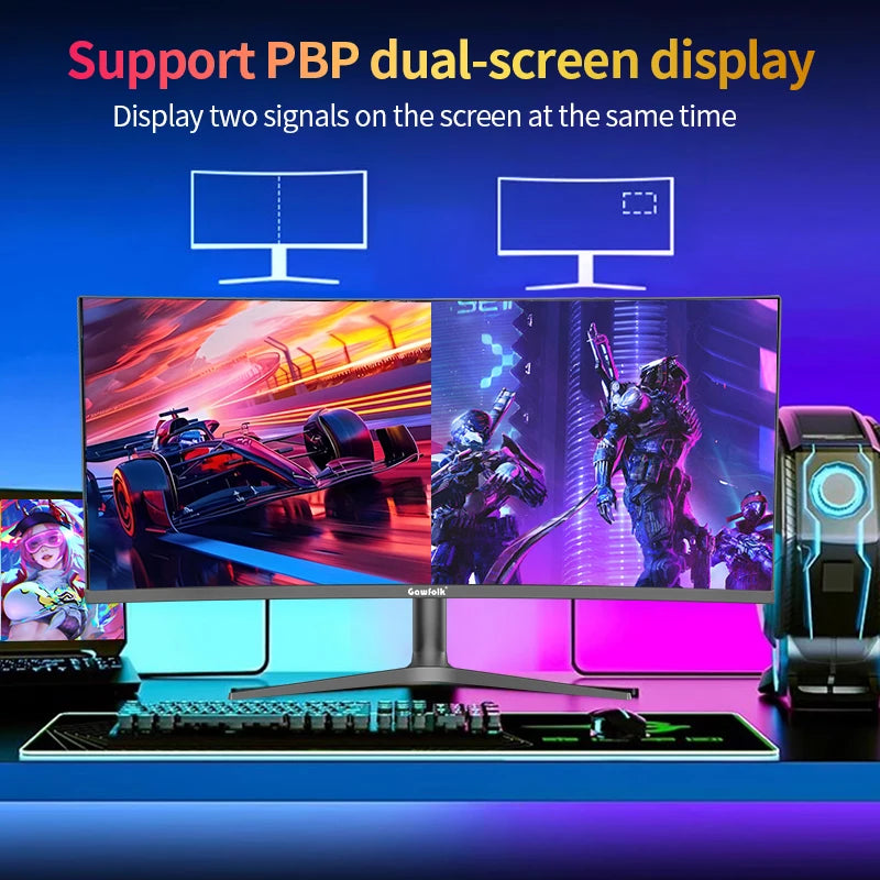 Gawfolk 37.5 Inch Curved Gaming Monitor, 2500R PC Screen 144Hz UWQHD 3840 x 1600, Curved Computer Screen with FreeSync and Eye