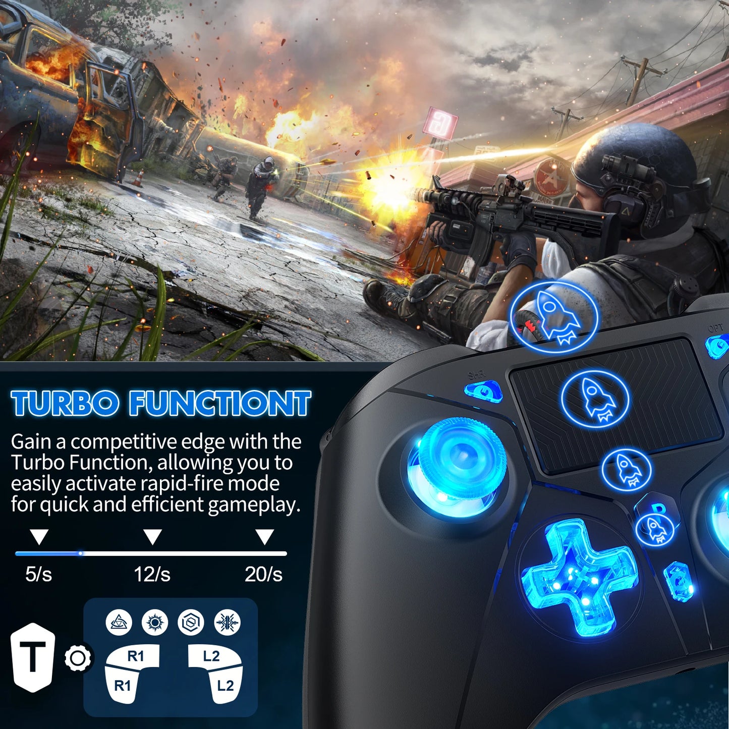 Playstation 5 Controller For Ps5 Ps4 Consolas , Compatible With Ps5/Ps4 / Pc, 6-Axis Gyro Dual Vibrate Hall Effect RGB Gamepads