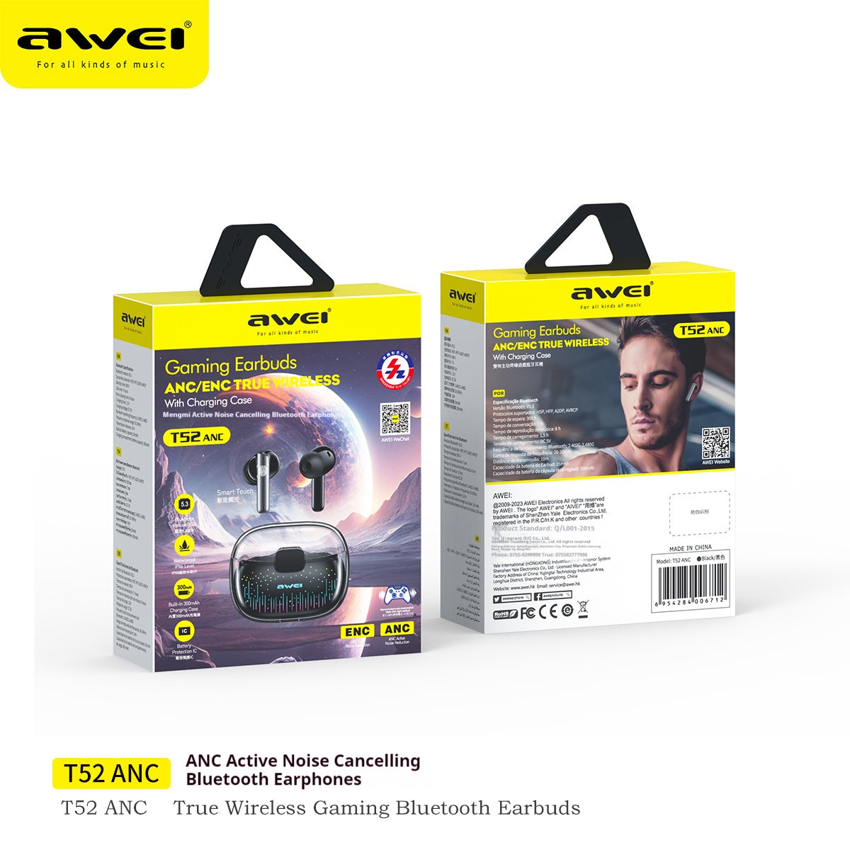 AWEI Starry Sky Dual Microphone Active Noise Cancelling Gaming Bluetooth Headset