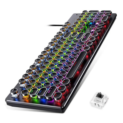 Retro Punk Mechanical Keyboard, 104 Keys, Blue/Black/Brown Switches, RGB Backlit, USB Wired, for PC and Laptop