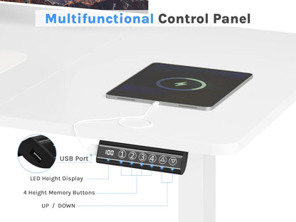 WOLTU Electric Standing Computer Desk Height Adjustable Ergonomic Work Table with USB Charging Port with Memory Control
