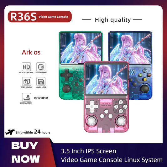 R36S Handheld Game Console 3.5Inch IPS 640x480 Screen Built in 64/128GB Memory Classic Games Portable Handheld Game Console