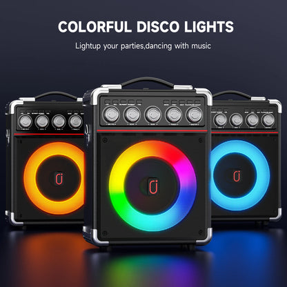 FanFun Portable Speaker Microphones Karaoke Machine with DJ Lighting PA System for Home Singing Adults