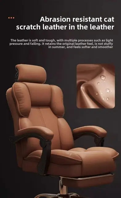 Chaise Executive Boss Ergonomique - Fauteuil Direction Repose-Pieds Café