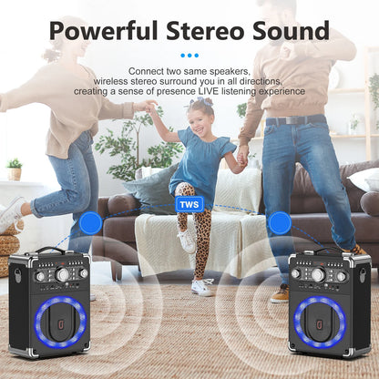 FanFun S8-T – Enceinte Karaoké Bluetooth 5.3 avec 3 Micros Sans Fil, Son HD, Éclairage LED & TWS – Portable pour Fêtes et Extérieur