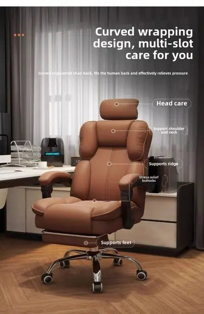 Chaise Executive Boss Ergonomique - Fauteuil Direction Repose-Pieds Café