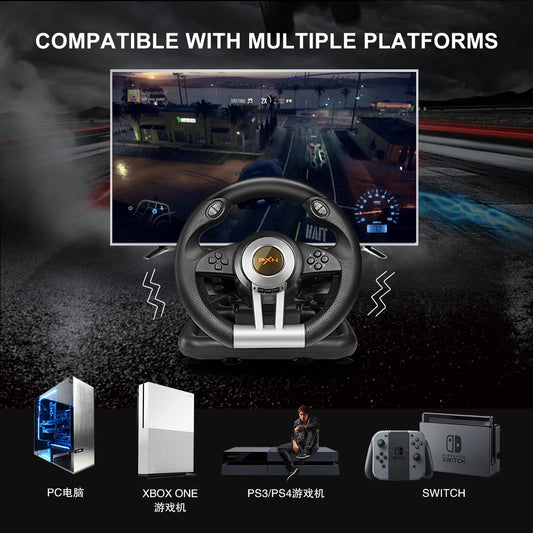 Volant de Course PXN-V3IIIB avec Pédales et Shifter – Compatible Xbox, PS4, Switch & PC