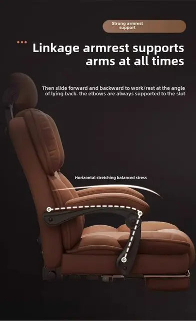 Chaise Executive Boss Ergonomique - Fauteuil Direction Repose-Pieds Café