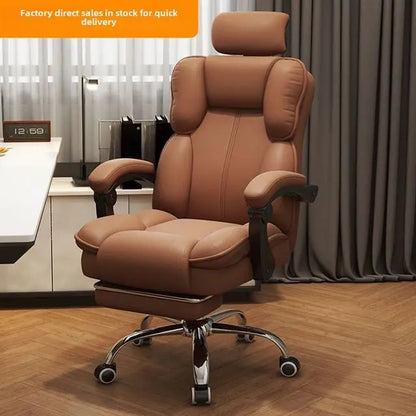 Chaise Executive Boss Ergonomique - Fauteuil Direction Repose-Pieds Café