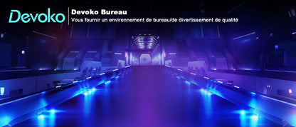 Devoko LED Gaming Desk 120×60cm, Gamer Desk with RGB Light, Cup Holder and Headphone Hook, Ergon Computer Table