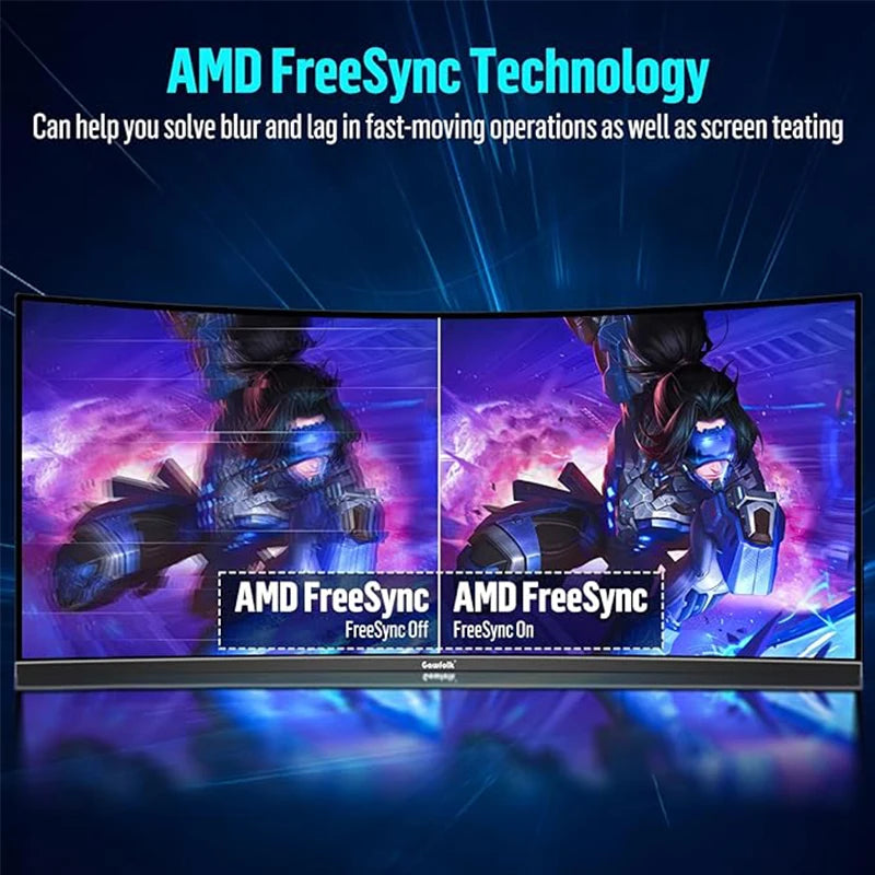 Gawfolk 34" Curved Gaming Monitor 21:9 UWQHD 165Hz - 3440x1440 1500R - VA HDR400