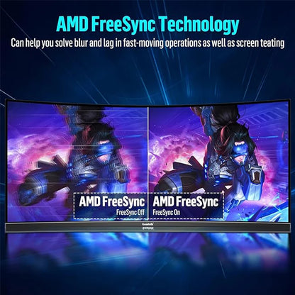 Gawfolk 34" Curved Gaming Monitor 21:9 UWQHD 165Hz - 3440x1440 1500R - VA HDR400