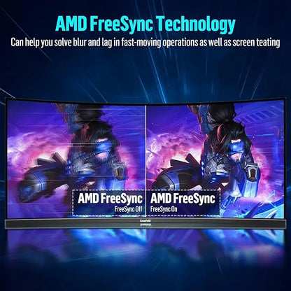 Gawfolk 34" Curved Gaming Monitor 21:9 UWQHD 165Hz - 3440x1440 1500R - VA HDR400