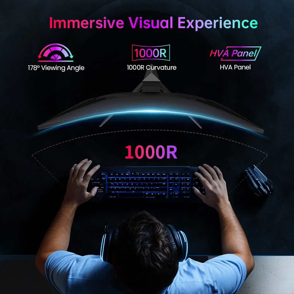 KTC 27" QHD 240Hz Curved Gaming Monitor - 1000R 1ms FreeSync