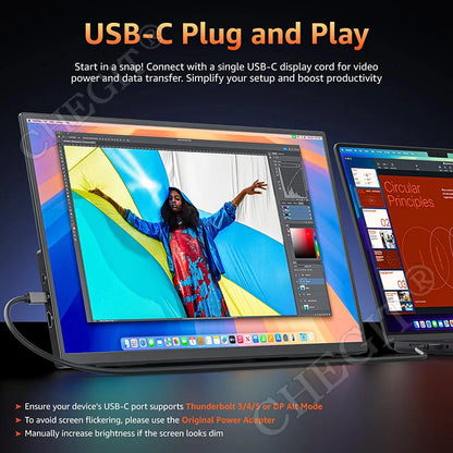 18.5inch Portable Monitor 100Hz RGB100% 1080P 16:9 Back bracket Laptop Extended Display IPS  Screen for Laptop Switch ps4 ps5