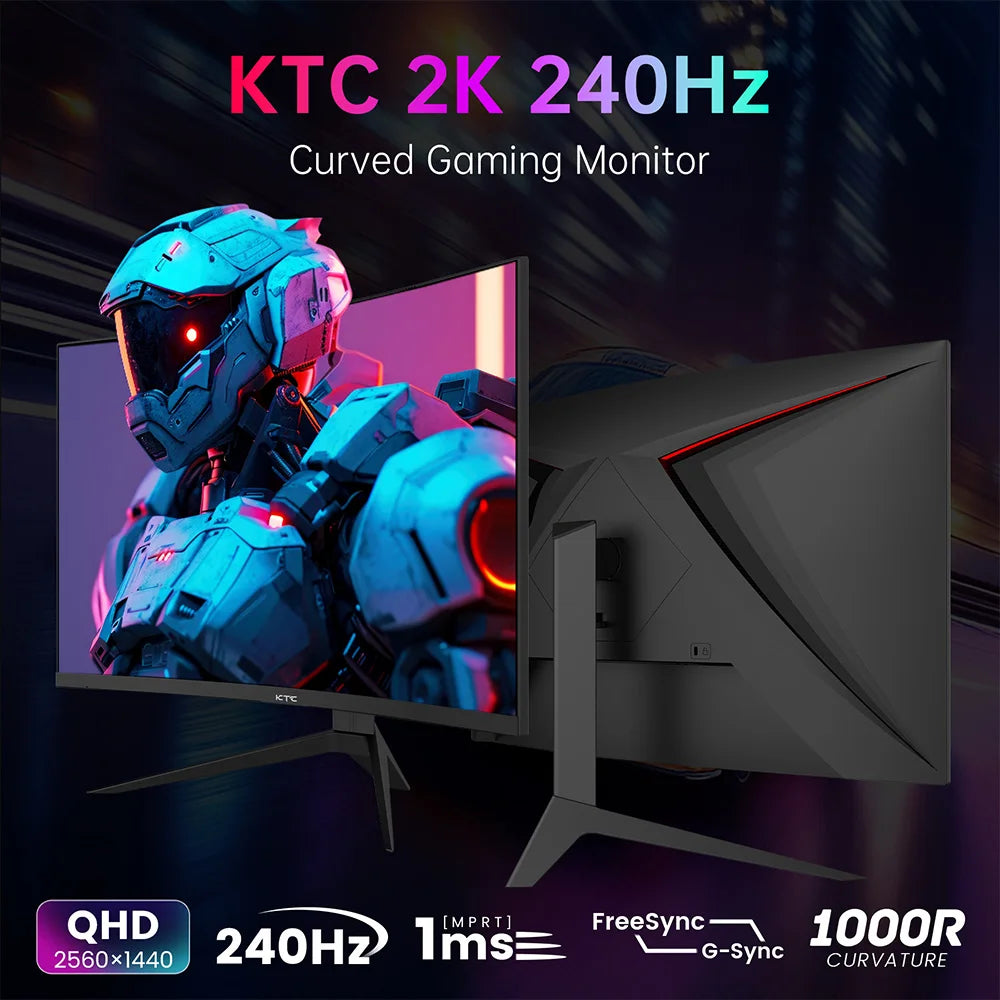 KTC 27" QHD 240Hz Curved Gaming Monitor - 1000R 1ms FreeSync