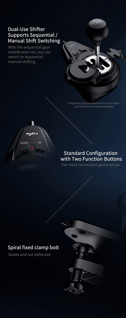 Volant de Course PXN V99 avec Retour de Force 3.2Nm + Pédales & Shifter – PC, PS4, Xbox One, Xbox Series X/S