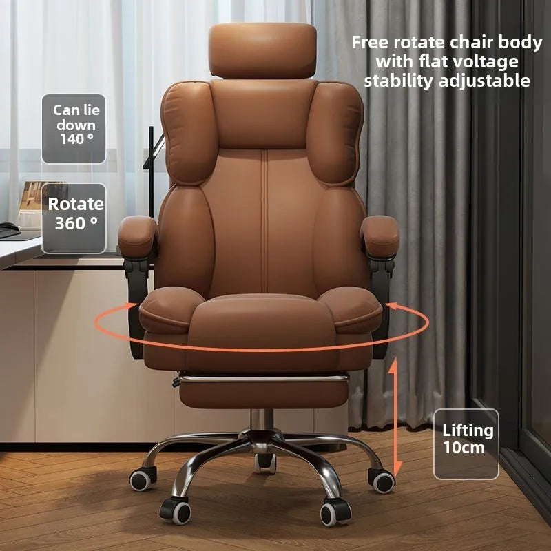 Chaise Executive Boss Ergonomique - Fauteuil Direction Repose-Pieds Café