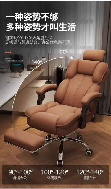 Chaise Executive Boss Ergonomique - Fauteuil Direction Repose-Pieds Café