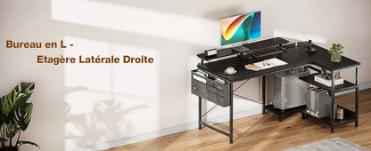 ODK Reversible Corner Desk, 120x80cm L-Shaped Gaming Desk with USB Charging Port and Power Outlet, Computer Table with Su
