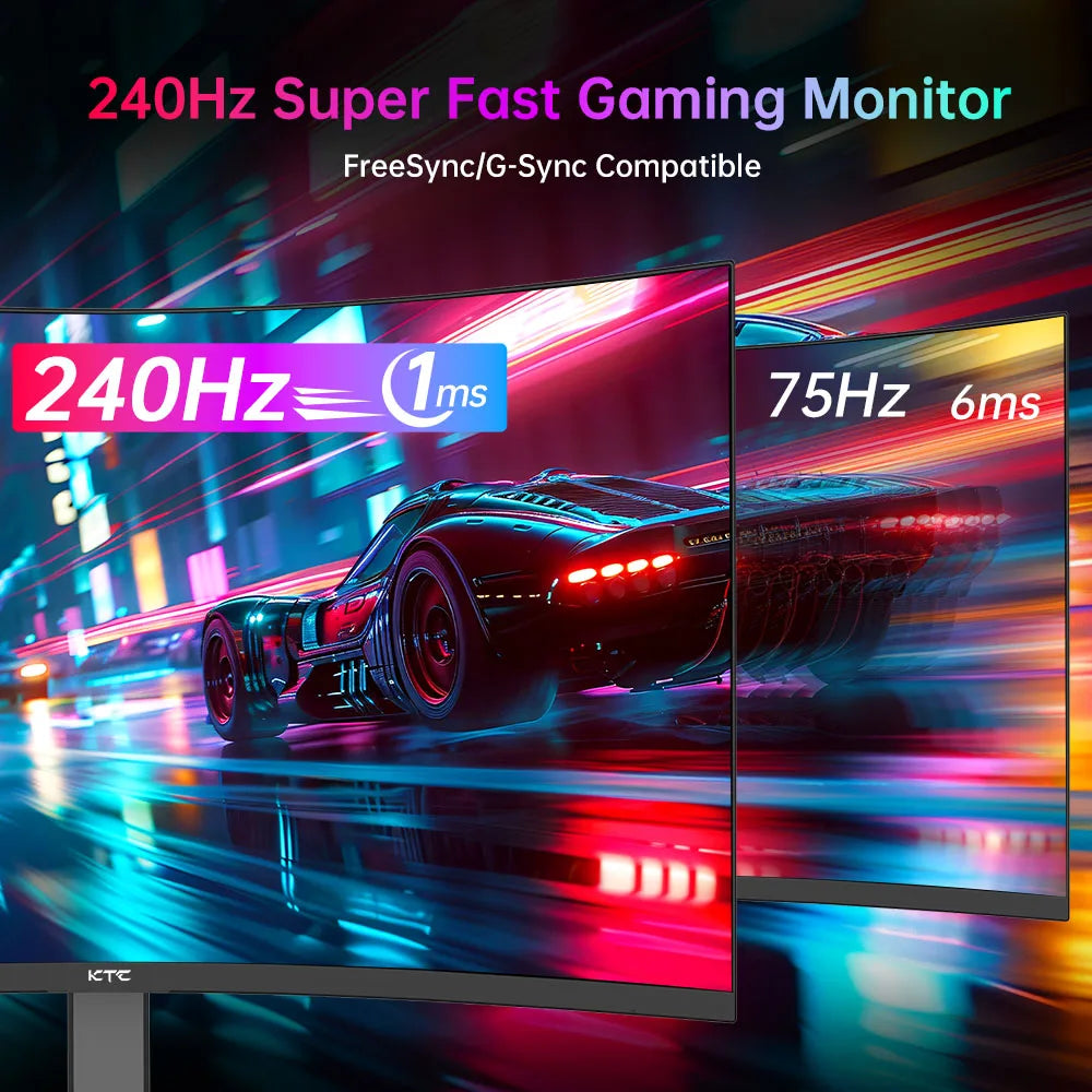 KTC 27" QHD 240Hz Curved Gaming Monitor - 1000R 1ms FreeSync