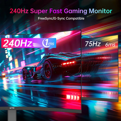 KTC 27" QHD 240Hz Curved Gaming Monitor - 1000R 1ms FreeSync