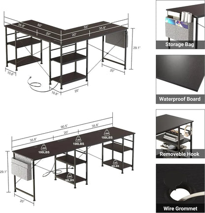 COSYHOMES Corner Desk - Multifunctional and Modular (140x140 cm) 