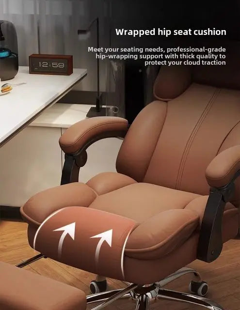 Chaise Executive Boss Ergonomique - Fauteuil Direction Repose-Pieds Café