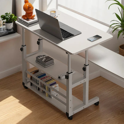 Swivel Wheel Home Desk Height Adjustable Bedside Table with Rolling Wheels Mobile Laptop Standing Desk for Dormitory and Bedroom