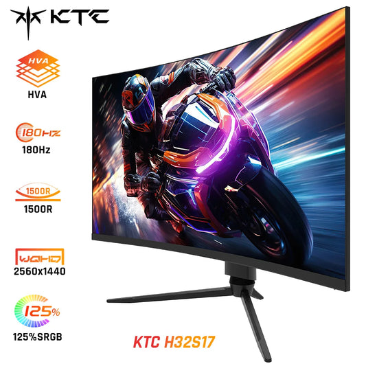 KTC H32S17 Écran Gaming Incurvé 32" QHD 2560x1440 – 170Hz, HDR10, FreeSync/G-Sync, 99% sRGB, Support VESA
