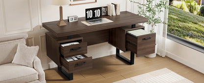 Modern Desk 135×54 cm with Silent Drawers – High-End MDF &amp; Steel 