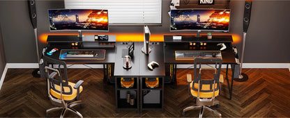 ODK Reversible Corner Desk, 120x80cm L-Shaped Gaming Desk with USB Charging Port and Power Outlet, Computer Table with Su