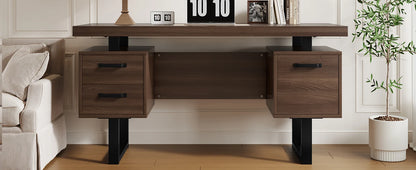 Modern Desk 135×54 cm with Silent Drawers – High-End MDF &amp; Steel 