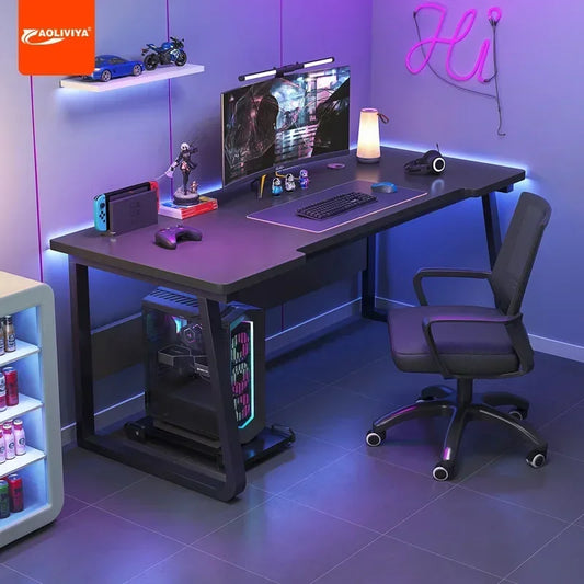 AOLIVIYA 80/100cm Desktop Computer Table Bedroom Simple E-sports Table Refueling Study Black Gaming Desk 39.37inch